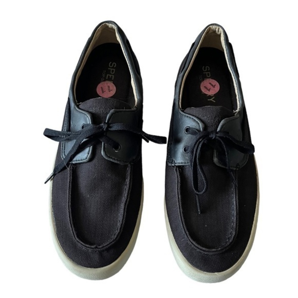 Sperry Top-Sider Men’s Black Canvas Lace Up Boat Deck Shoes Size‎ 11